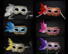 Load image into Gallery viewer, Butterfly with Feather Masquerade Mask