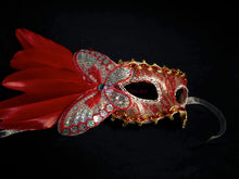 Load image into Gallery viewer, Butterfly with Feather Masquerade Mask