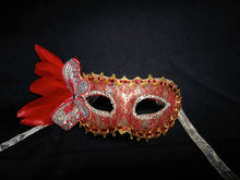 Load image into Gallery viewer, Butterfly with Feather Masquerade Mask