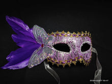 Load image into Gallery viewer, Butterfly with Feather Masquerade Mask