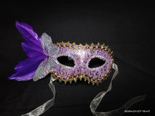 Load image into Gallery viewer, Butterfly with Feather Masquerade Mask