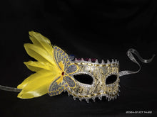 Load image into Gallery viewer, Butterfly with Feather Masquerade Mask
