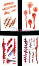 Load image into Gallery viewer, Temporary Scar Tattoo Sticker Set of 4 for Halloween Makeup Stage