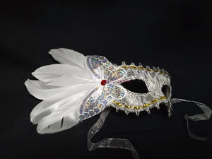 White Feather Butterfly Masquerade Mask