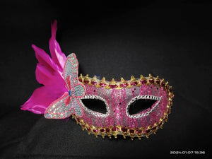 Pink Feather Butterfly Masquerade Mask