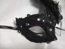 Load image into Gallery viewer, Black Swan Masquerade Mask with Feather 1
