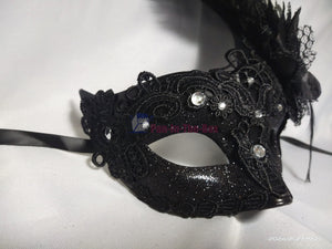 Black Swan Masquerade Mask with Feather 1
