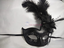 Load image into Gallery viewer, Black Swan Masquerade Mask with Feather 2

