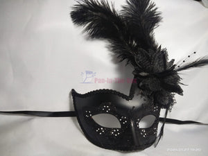 Black Swan Masquerade Mask with Feather 2