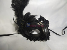 Load image into Gallery viewer, Black Side Lily Flower Masquerade with Feather
