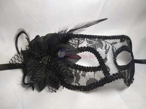 Black Lace Side Lily Flower Masquerade Mask