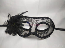 Load image into Gallery viewer, Black Lace Side Lily Flower Masquerade Mask
