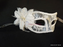 Load image into Gallery viewer, White Lace Side Lily Flower Masquerade Mask
