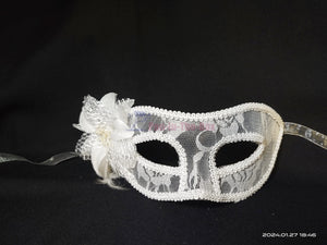 White Lace Side Lily Flower Masquerade Mask