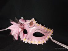Load image into Gallery viewer, Pink Side Lily Flower Masquerade Mask
