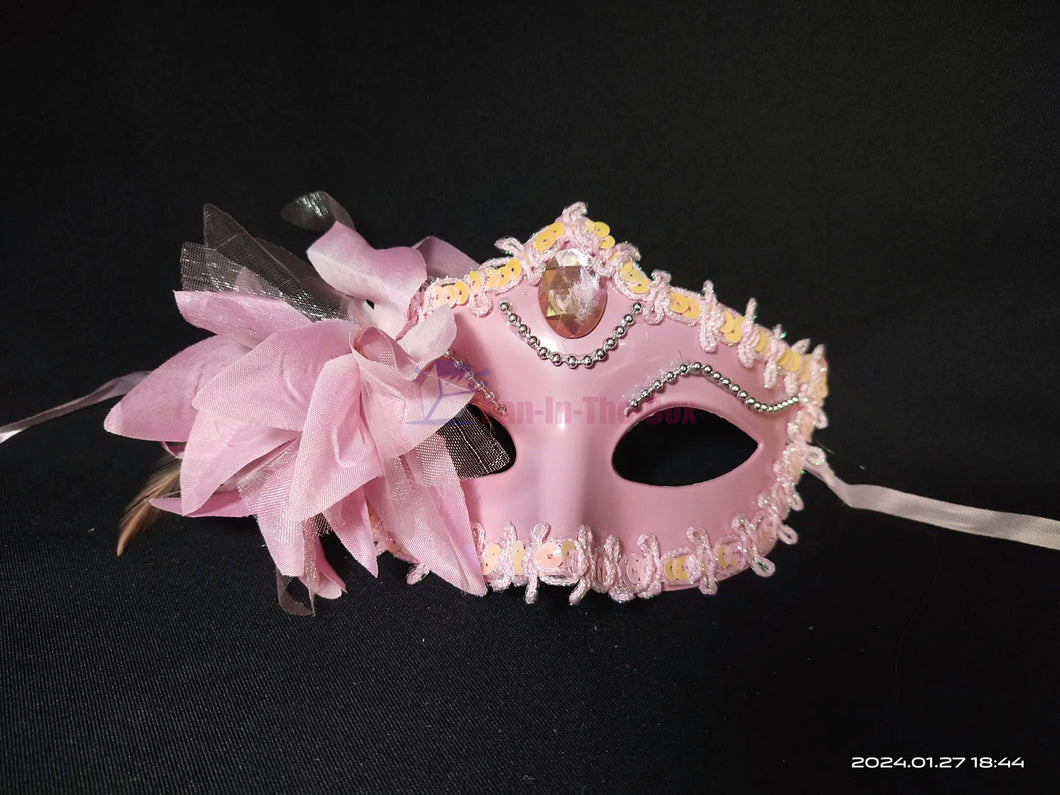 Pink Side Lily Flower Masquerade Mask