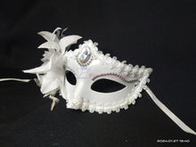 Load image into Gallery viewer, White Side Lily Flower Masquerade Mask
