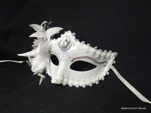 White Side Lily Flower Masquerade Mask