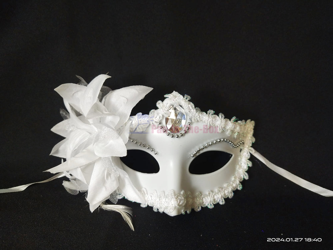 White Side Lily Flower Masquerade Mask