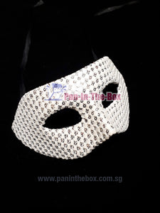 White Zorro w/ Sequin Masquerade Mask