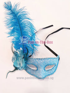 Blue feather Masquerade Mask