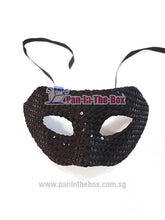 Load image into Gallery viewer, Black Zorro w/ Sequin Masquerade Mask

