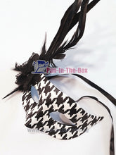 Load image into Gallery viewer, Black white feather Masquerade Mask
