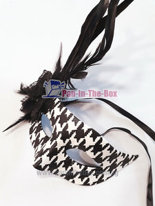 Black white feather Masquerade Mask