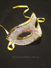 Load image into Gallery viewer, Black Gold Crystal Masquerade Mask
