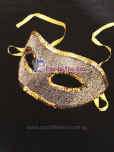Load image into Gallery viewer, Black Gold Crystal Masquerade Mask
