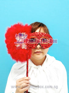 Red Masquerade Mask With Stick