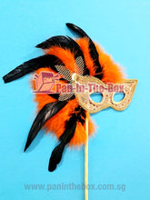 Load image into Gallery viewer, Orange Masquerade Mask With Stick
