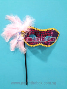 Purple Masquerade Mask With Stick