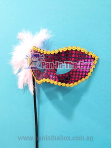 Purple Masquerade Mask With Stick