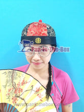 Load image into Gallery viewer, Red//Black Chinese Round Hat w/black braids
