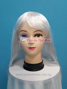 Mid Long Straight White Wig
