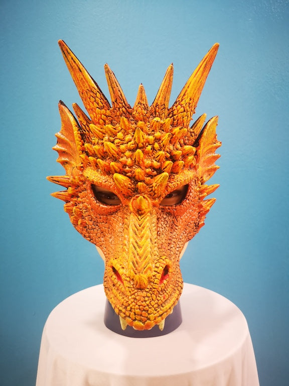 Yellow Orange Rubber Dragon Mask