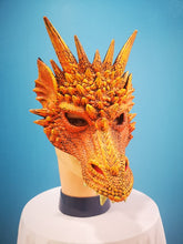 Load image into Gallery viewer, Yellow Orange Rubber Dragon Mask
