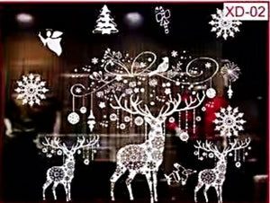 White Christmas Glass Stickers No Glue for Window or Wall