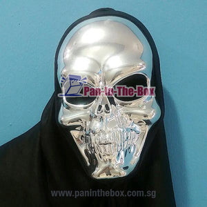 Silver Skull Mask w/black hood