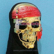 Load image into Gallery viewer, Pirate Gold Skull Mask w/black hood
