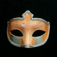 Load image into Gallery viewer, Orange // Silver Masquerade Mask
